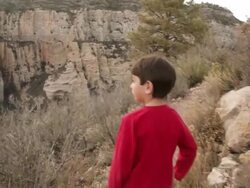 MS ZI PAN Boy looking at Oak Creek Canyon from trail / Oak Creek, Arizona, USA Stock Footage