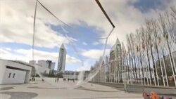 Lisbon Slow Motion blowing Big Bubbles Stock Footage