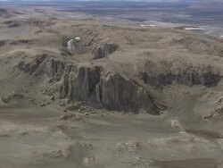 WS AERIAL View of ice sheet melting patterns / Iceland Stock Footage