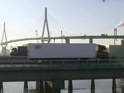 MS Shot of Kohlbrand Bridge / Hamburg, Germany Stock Footage