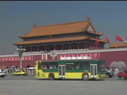WS, China, Beijing, pedestrians and traffic in front of Tiananmen Gate Stock Footage