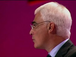 Alistair Darling, Chancellor of the Exchequer, speech to The Labour Party Conference 2009 Stock Footage