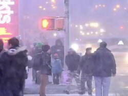TIME LAPSE: Times Square, Snow Storm, New York Stock Footage