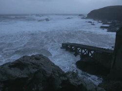 Stormy coast tilt up Stock Footage