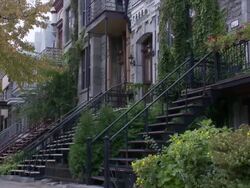Le Plateau Stair Cases in Traditional Houses Stock Footage