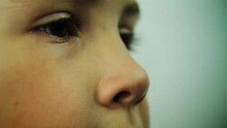 Girl moving nose like a witch Stock Footage