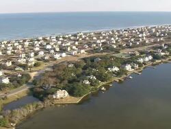   WS AERIAL View of ocean houses / North Carolina, United States Stock Footage