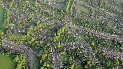Aerial View Town and Suburbia in Sunshine. HD Stock Footage