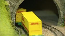 Model trains on model railway layout News Clip