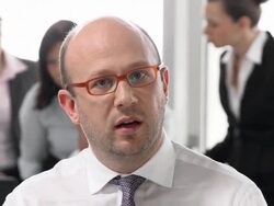 HD: Businessman Having Video Conference In Office Stock Footage