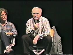 Ken Kesey speaks at conference on the sixties Stock Footage