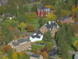 WS ARIEAL View of Story mansion in city  / Maine, United States Stock Footage