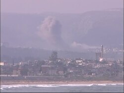 Israeli morning strikes, smoke rising Instructional Video