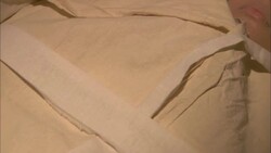 Linen wraps the body and precious stone close the eyes of Cleopatra. Stock Footage