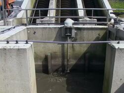 MS TU Clarifying basin at purification plant / Konz, Rhineland-Palatinate, Germany Stock Footage