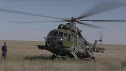 Tim Peake Boards Helicopter For Karaganda Airport News Clip