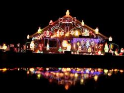 HOUSE WITH CHRISTMAS LIGHTS Stock Footage