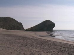WS View of Monsul beach near Cabo de Gata Natural Park / San Jose, Andalusia, Spain Stock Footage
