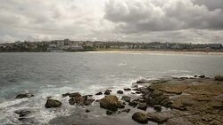 The rocky shores of Hunter Park, Bondi, Sydney Australia Stock Footage