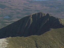 WS AERIAL ZI ZO PAN View of clouds on Mount Katahdin / Maine, United States Stock Footage
