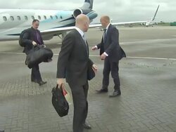 William Hague walking from plane News Clip