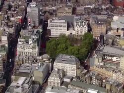 Aerial wide shot pan Leicester Square / London, England Stock Footage
