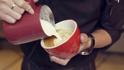 young waiter serving in cafe Stock Footage