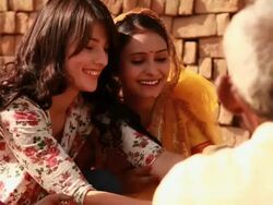 Three young women at pottery wheel in a village, Haryana, India Stock Footage