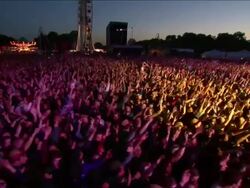 W/S EXT Concert Crowd Night Stock Footage
