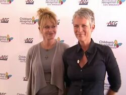 Melanie Griffith, Jamie Lee Curtis at the Heidi Klum & Jamie Lee Curtis Join Children's Hospital Los Angeles For 5K Walk Street Party & Lighting Ceremony at Los Angeles CA. (Footage by WireImage Video/GettyImages) Stock Footage
