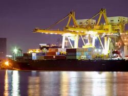 Industrial Goods Ship Trading Time lapse Zoom and Dolly Stock Footage