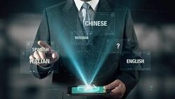 French Language Choose Businessman using digital tablet technology futuristic background Stock Footage