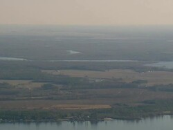   WS AERIAL View of field and river / North Carolina, United States Stock Footage