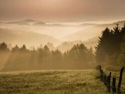 CRANE UP: Beautiful morning landscape Stock Footage