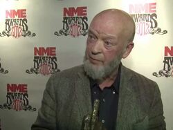 INTERVIEW: Michael Eavis on winning best festival, the secret to Glastonbury at NME Awards 2012: Reactions at Brixton Academy on February 29, 2012 in London, England. Stock Footage