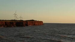 Wind Turbines On The Coast Stock Footage