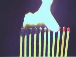 HD: Dozen matches in a domino effect Stock Footage