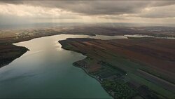 Aerial view of Palic Lake Stock Footage