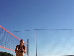 HD Super Slo-Mo:Group of Young Women Playing Beach Volley Stock Footage
