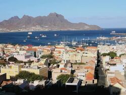 WS View over Port city / Mindelo, Cape Verde Stock Footage