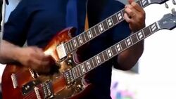 Double electric guitar in the MexFest 2015 in Dundas Square-Toronto Stock Footage