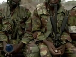Kenyan soldiers on truck Stock Footage
