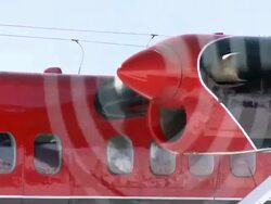 MS of propellers on twin otter plane starting up / Union Glacier, Heritage Range, Ellsworth Mountains, Antarctica  Stock Footage