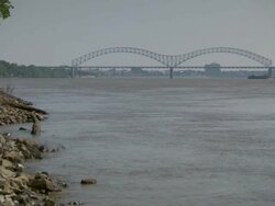 WS Bridge on mississippi river / Memphis, Tennessee, United States Stock Footage