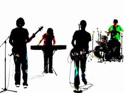 Grunge style silhouette of a band singing together Stock Footage