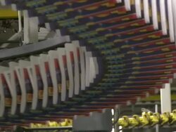 MS Conveyor belts at newspaper print office / Frankfurt, Hesse, Germany Stock Footage