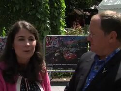 INTERVIEW: Denise Ream and John Lasseter how the priority at PIxar is getting the story right at the Cars 2 UK Premiere at London England. Stock Footage