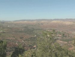 WS PAN View of atlas mountain range with green valley / Azilal, Morocco Stock Footage
