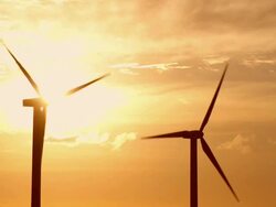 Wind Turbines At Sunrise Stock Footage