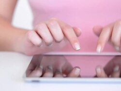 Using tablet computer Stock Footage